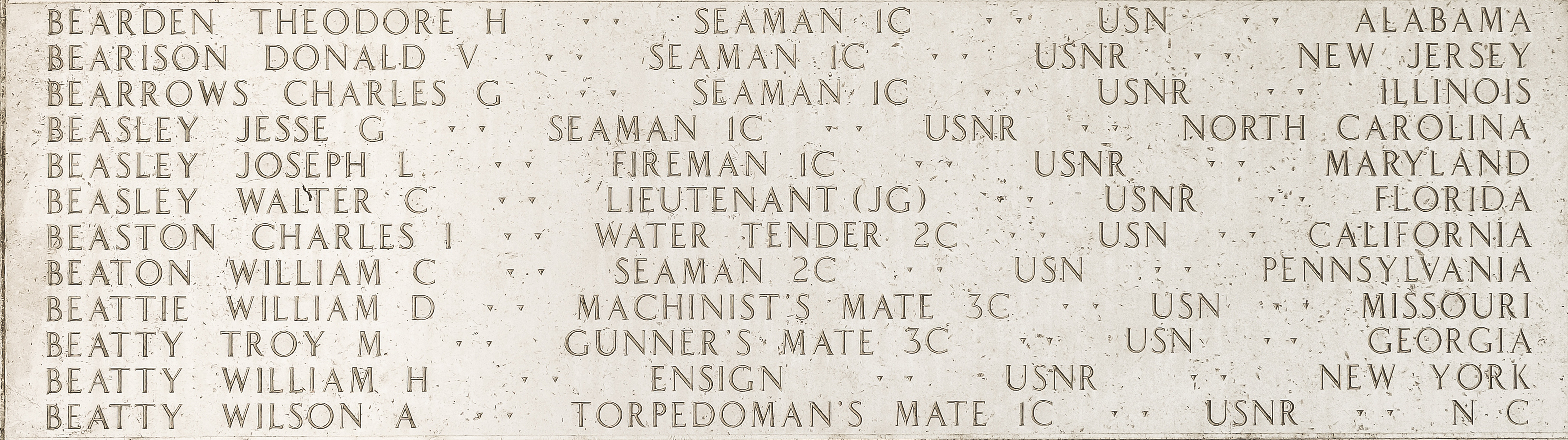 Jesse G. Beasley, Seaman First Class
